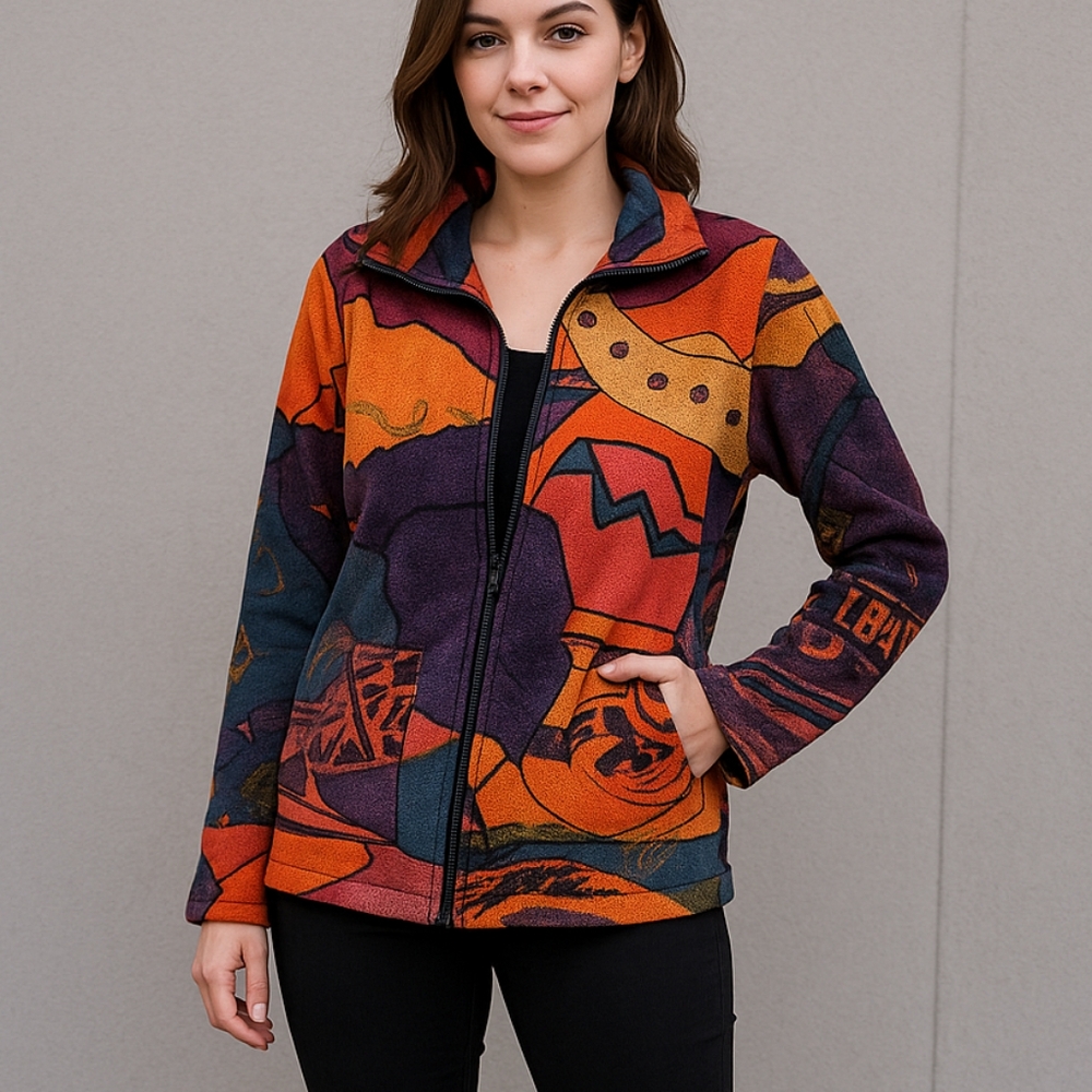Colorful Patchwork Zip-Up Jacket - image 1